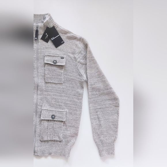 Projek Raw Men's Size Large Marled Full Zip Cardigan Sweater Gray NWT - Picture 3 of 7